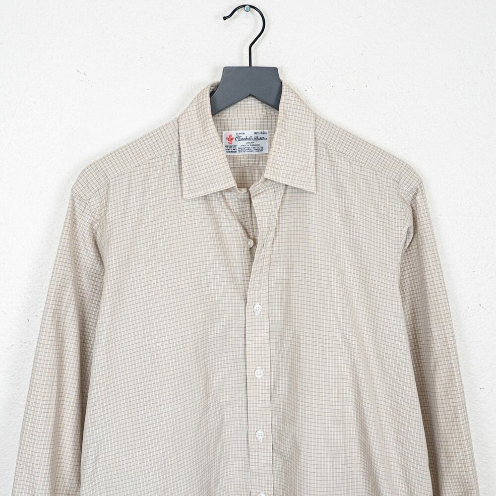 Turnbull & Asser Cotton Tan micro check Dress shirt size 16 1/2 - Picture 3 of 11